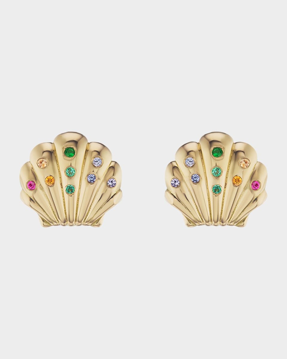 Small Shell Stud Earrings with Stones